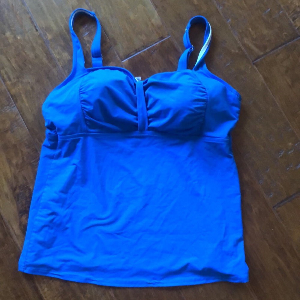Lands End 14D 14 D Swim Tankini Top Adjustable Straps Blue